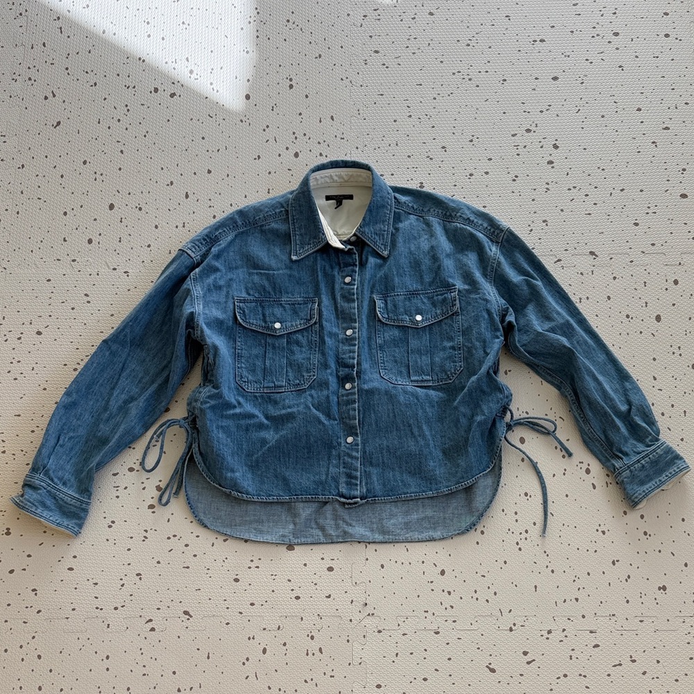 💘 RAG & BONE - LONG SLEEVE DENIM BUTTON-UP SIDE TIE SHIRT